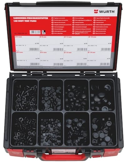Wurth - Assortiment carrosserieafdichtpluggen 450-delig in systeemkoffer - Assortiment carrosserieafdichtpluggen 450-delig in systeemkoffer x 1 st