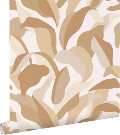 ESTAhome behang tropische bladeren beige en terracotta - 50 x 900 cm - 139944