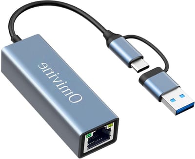 SnelShoppen - USB C naar Ethernet Adapter, USB 3.0 naar RJ45 1000Mbps Gigabit LAN, Voor Windows, Mac, Linux, Stabiele Bedrade Verbinding, Ideaal voor