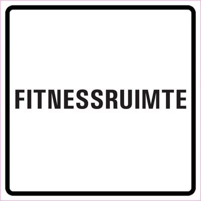 Fitnessruimte sticker, wit zwart 100 x 100 mm