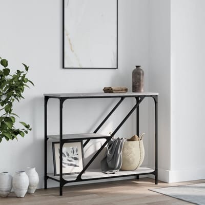 vidaXL - Wandtafel - 88,5x30x75 - cm - bewerkt - hout - grijs - sonoma - eikenkleurig