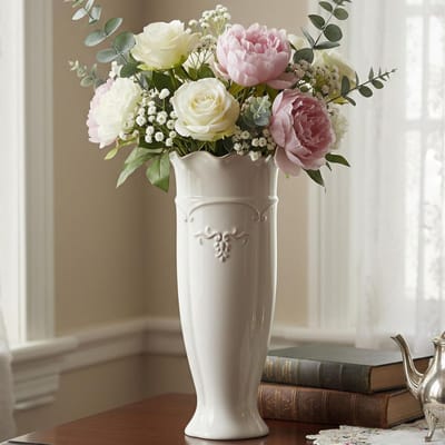 Witte Keramische Vaas voor Verse Bloemen en Droogbloemen - Stijlvol Woondecoratie Medium Formaat