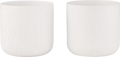 J-Line bloempot Gen - keramiek - wit - medium - 2 stuks - Ø 15 cm