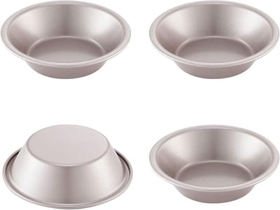 Mini broodpan voor oven bakken - Non-teflon bakvorm, Rond, 4 stuks, Champagne Goud