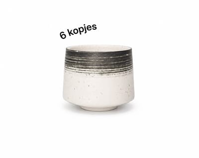 Proefer® 6x Keramieken Koffiekopjes – Grijs - 200ml - Steengoed Theekopjes Set – Rustiek Ontwerp – Geglazuurde Afwerking – Vaatwasser- & Magnetronbestendig – Koffie en Thee Kopjes