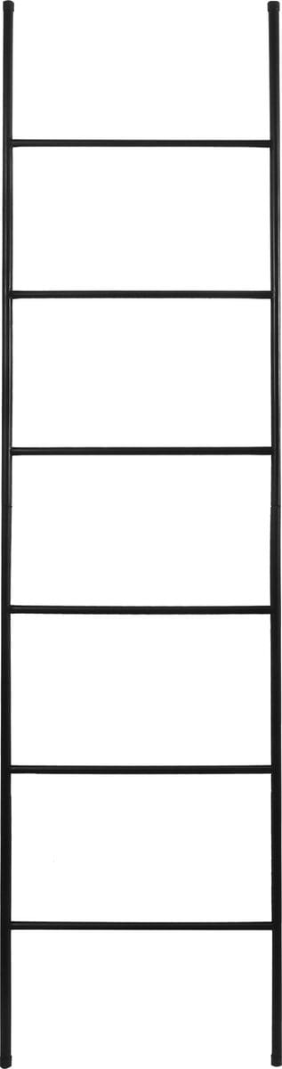 QUVIO Decoratie ladder - Decoratieve ladder - Handdoekladder - Wandrek - Kledingrek - Vrijstaand - Voor binnen - Decoratieve accessoires - Industrieel - Zwart - Metaal - 171 x 41,5 cm