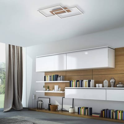 JUST LIGHT. GmbH LED plafondlamp Iven, dimbaar, staal/hout, 50,4x42cm