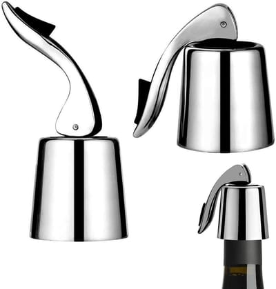 Dailygoods- Flessendoppen set van 2 - Universele Wijnstopper - Roestvrij Staal/Siliconen - Hefboommechanisme - Dichte Afdichting - Voor Mousserende Wijn