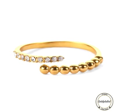 Soraro Zirkonia Bubble Ring | Goldplated | Goudkleurig | Dames Ring | Zirkonia | Klemring | Vrouwen Cadeau