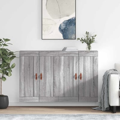 vidaXL - Hangkasten - 2 - st - bewerkt - hout - grijs - sonoma - eikenkleurig