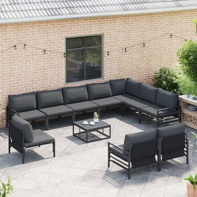 vidaXL - Tuinbank - Set - 10 - st - Zwart - Staal
