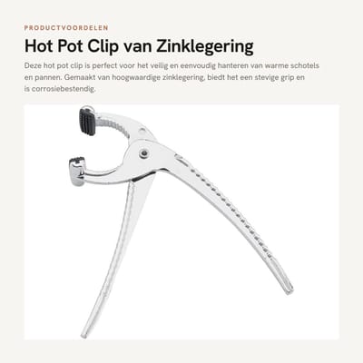 Dailygoods- Ovenclip Zinklegering - Antislip Handgreep - Ergonomisch Ontwerp - Corrosiebestendig - Hittebestendig - 17x7,5 cm - Keukenclip