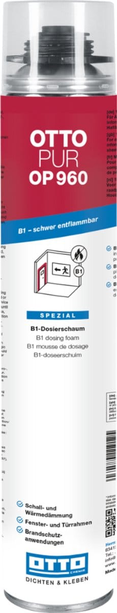 Ottopur OP960 polyurethaanschuimkit - 750 ml - roze - voor afdichting en isolatie bij bouw