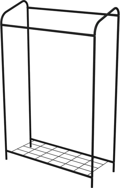 Design Kledingrek - Dubbele Stang - Metaal - 140x104x40 CM - Zwart - Opbergruimte Voor Schoenen - Garderoberek - Opbergrek