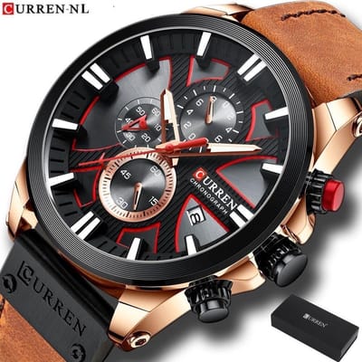 Curren - Horloge Heren - Cadeau voor Man - Horloges voor Mannen - 48 mm - Bruin Zwart