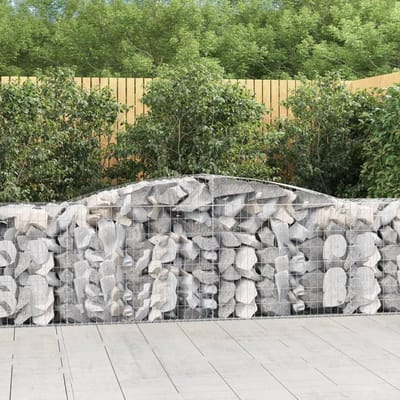 Gebogen Gabion Manden - Steenkorven Tuin - Decoratieve Barrières - Gegalvaniseerd Ijzer - 2 stuks 400x50x80/100cm - Zilver