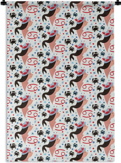 Wandkleed - Wanddoek - Zodiac - Kreeft - Patroon - 120x180 cm - Wandtapijt