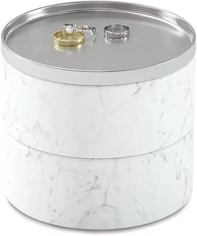 Juwelendoos Ronde Doos - Sieraden Opberger - Sieraden Organiseren - Twee Lagen - 12.7 cm - Blauw