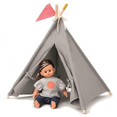 Skrallan poppen tipi grijs - speeltent accessoire voor poppen.