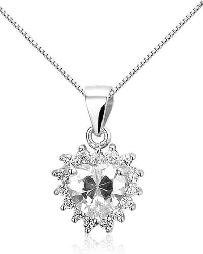 Montebello Ketting Petunia - 925 Zilver Gerh. - Hart - 19x11mm - 45cm