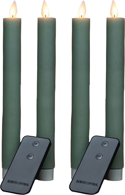 Anna's Collection Led dinerkaarsen - 4x st - jade groen - 23 cm - bewegende vlam - warm jade groen licht