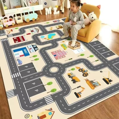 Modern Wegenverkeer Tapijt voor Woonkamer Kinderen Spelen Klimmen Vloermat Routekaart Gebiedskleed Slaapkamer Bedzijde Banktafel Deurmat 40x60cm