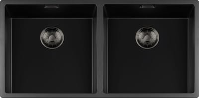 Lorreine Black Quartz Series spoelbak 40+4040cm Plug GunMetal 4040BQ-FU-GunMetal