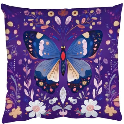Sierkussens - Kussentjes Woonkamer - 50x50 cm - Sierlijk - Bloemen - Vlinder - Paars