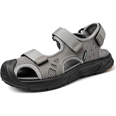 Zomer Leer Klittenband Waadpomp Strandschoenen Outdoor Bergbeklimmen Antislip Sportslippers 45 grijze kleur