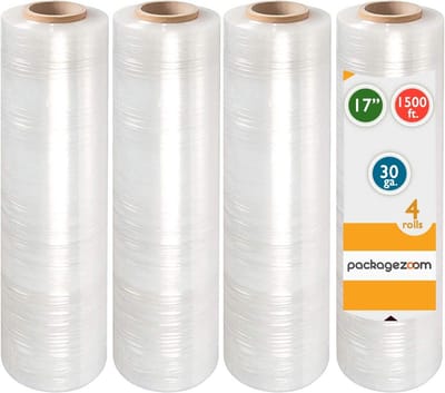 4 Rollen Voorgerekt Stretchfolie - 43.2 cm breed - Krasbestendige Verhuis- en Verpakkingsfolie