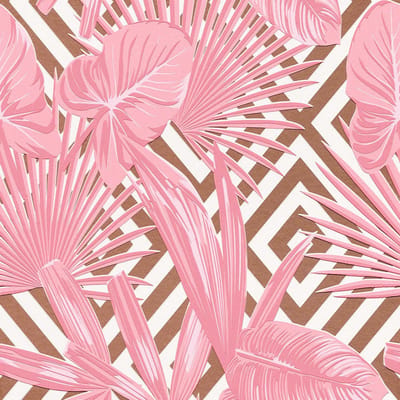 BLOEMEN MET GRAFISCHE ACHTERGROND BEHANG - Brons Roze Wit - Bloemenmotief - AS Creation Il Decoro