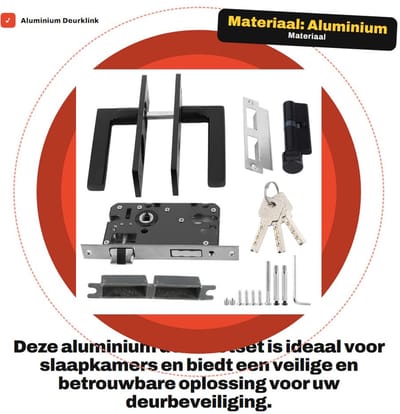 Dailygoods- Deurklink Set - Aluminium Deurklink - Deurslot Slaapkamer - Handvatvergrendeling - Zwart - Hoogwaardige Kwaliteit