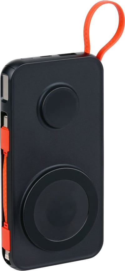 Grundig Powerbank Draadloos Magnetisch 10000mAh - Dubbele Magneet voor MagSafe - Snel Opladen met USB-C - Geschikt voor Tablet en E-reader - 14,35x7,35x2cm - Zwart