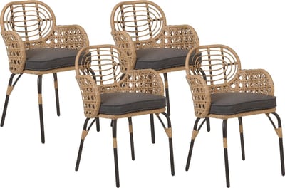 PRATELLO - Tuinstoel set van 4 - Grafietgrijs - Rotan