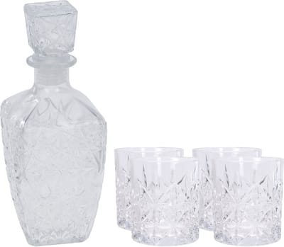 Atmos Fera glazen whisky/water karaf 900 ml met 4x luxe whiskyglazen 230 ml