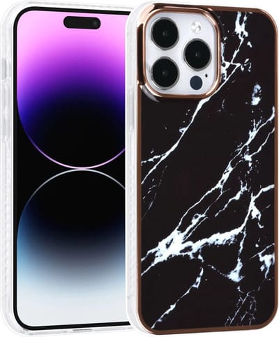 TPU Back Cover hoesje - Marble Zwart - Geschikt voor: iPhone 14 Pro Max