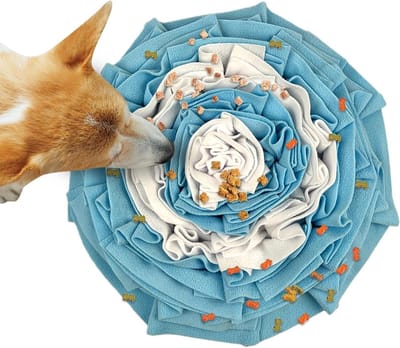 Snuffelmat Honden - Interactief Speelgoed - Mentale Stimulatie - Voedselverspreiding - 45x45x2cm - Blauw Wit