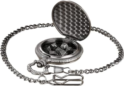 Dobbelstenen Set - RPG Dobbelstenen - Rollenspellen Spelen - Met Zakhorloge Etui - 7 Stuks - Zilverkleurig