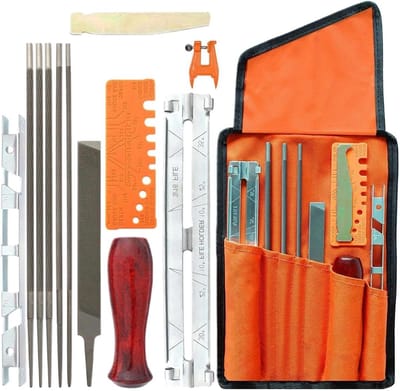 Kettingzaag Vijlenset - Slijp Accessoires - Houtbewerking Onderhoud - 14 Delige Set - Compact Opbergtas - N.v.t.