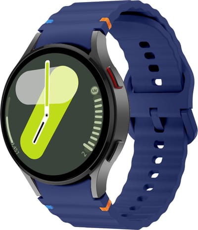 Strap-it Siliconen Wave bandje - Geschikt voor Samsung Galaxy Watch 7 (40 & 44mm) / Galaxy Watch 6 (Classic) / Galaxy Watch 5 (Pro) / Galaxy Watch 4 (Classic) - donkerblauw
