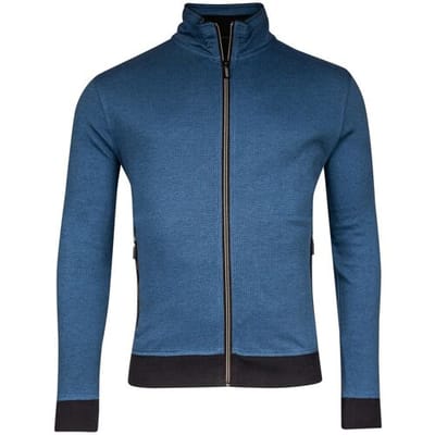 Baileys Vest Sweat Cardigan Zip 2-Tone Jacquard Doubleface Interlock Bright Blue / male
