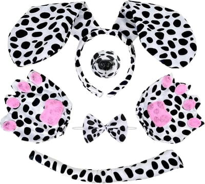 Dachshund Kostuum Set voor Volwassenen en Kinderen met Neus, Oren, Staart, Handschoenen en Strik voor Carnaval en Halloween Feestjes