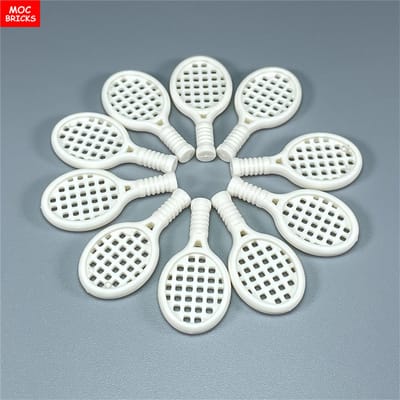 10 stuks/partij MOC Blokken Sportattribuut Tennisracket 93216 4cm Figuur Badminton Bouwstenen Geassembleerd Speelgoed Kinderen Kerstcadeaus wit