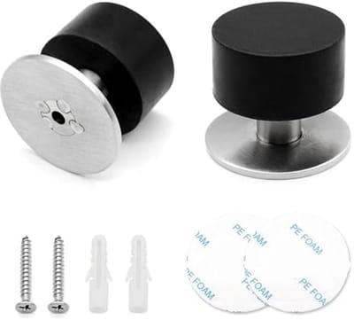 Zelfklevende Rubber Deurstopper Set van 2 - Roestvrij Staal - Muur en Vloer Montage