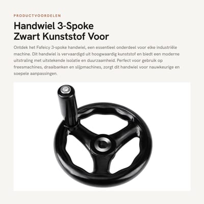 Dailygoods- Handwiel 3-Spaken - 125mm/12mm - Hoogwaardige Kunststof - Verstelbaar - Voor Freesmachines - Schokbestendig - Modern Ontwerp - Bedieningswiel