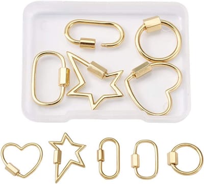 5 stuks Karabijnsluiting Ster Hart Bedels - 18K Verguld voor Sieraden Maken