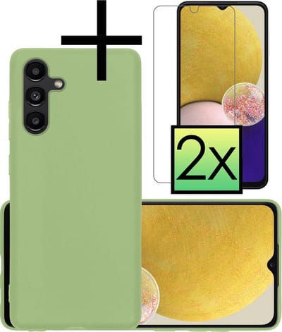 Hoesje - Met 2x Screenprotector - Geschikt voor Samsung Galaxy A13 5G - Sterk & Shockproof - Back Cover - Siliconen Case - Telefoon Hoes - Groen