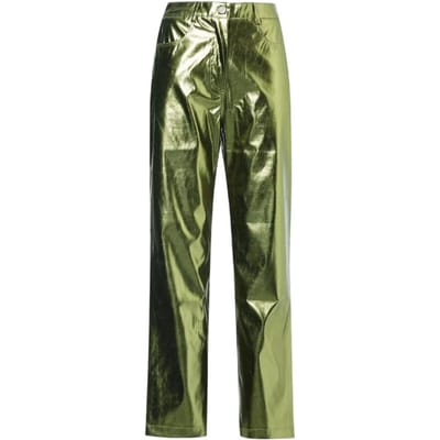 AmyLynn Unisex-broek voor volwassenen: Lupe Metallic met 5 zakken (Groen)