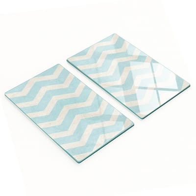 Glazen snijplanken voor in de keuken met decoratieve zigzagprint, 2x30x52 cm
