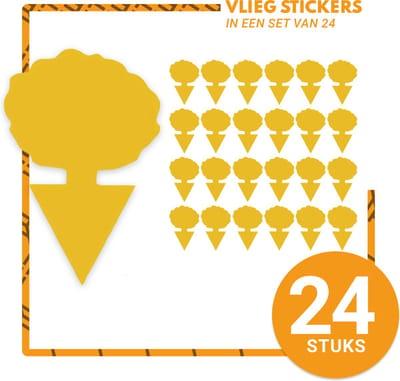 Groots vliegstickers 24 stuks - Vliegenvanger tegen rouwvliegjes - Fruitvliegjes vanger - Insectensticker met sterke kleefband plakstrip